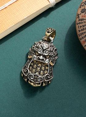 2026民族国风馆复古将军令之唐玄甲吊坠男士毛衣链镀银饰项链挂件