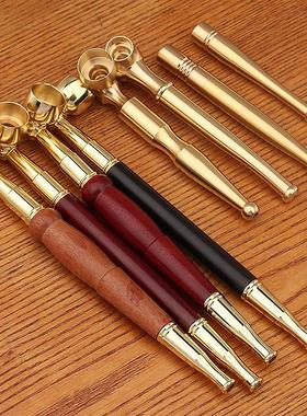 2026铜烟嘴老式旱烟袋锅子复古红檀木烟杆海马烟具香烟滤嘴多功能