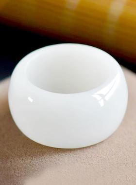 2025新疆和田玉羊脂白玉扳指男大拇指天然玉石指环戒指戒圈手把件