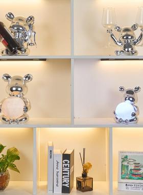 2026YH创意镀银兔子摆件酒架装饰品结婚乔迁送礼酒柜轻奢摆件