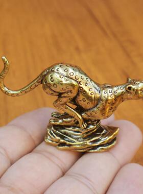 2026黄铜做旧金钱豹摆件创意家居玄关办公桌面金钱豹摆件工艺品礼