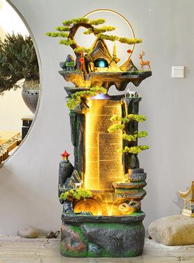 2026流水循环落地招财摆件喷泉假山加湿器办公室内外景观乔迁新居