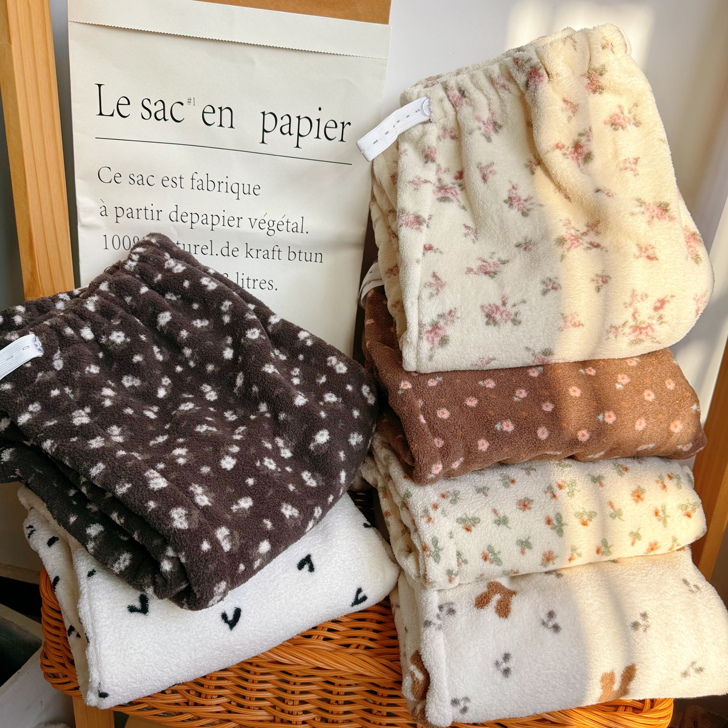 珊瑚绒孕妇睡裤加绒加厚秋冬雪莉碎花高腰可调节家居保暖休闲长裤,淘宝优惠券,粉丝福利购,淘宝优惠卷