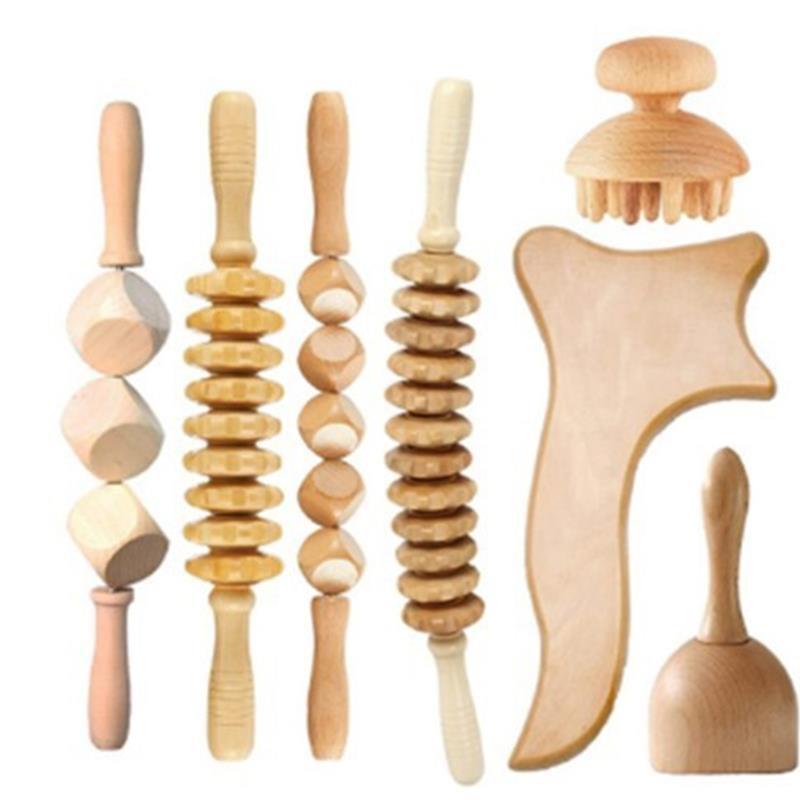Beech Massager Rolling Tendon Stick Scraping Board Swedish W - 图0