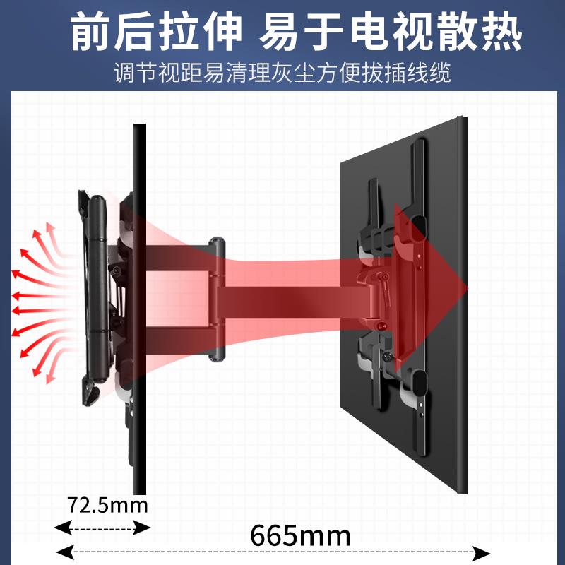 通用于小米电视64K挂架内嵌式背景墙支架55/65/75/82寸伸缩旋转-图2