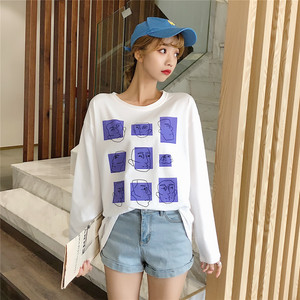 韩版白色长袖T恤