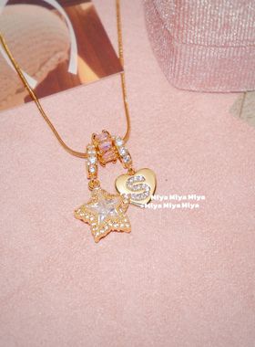 天使爱美丽～ 定制星星字母项链美式辣妹项链