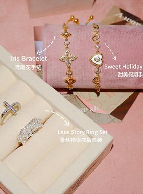 鸢尾花可调节满钻手链