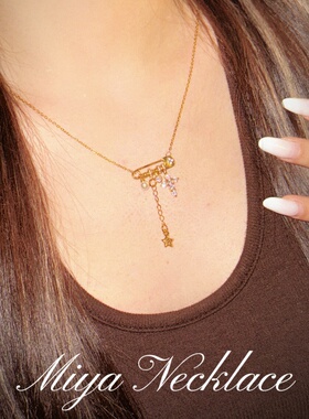 美高辣妹~十字架满锆别针项链~ ins感项链