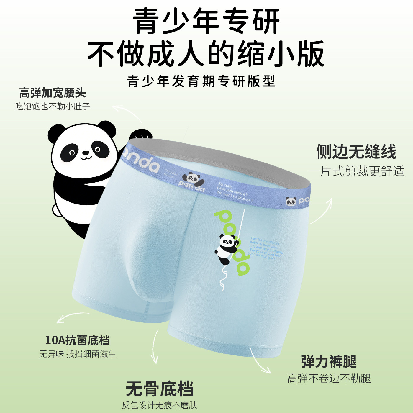 泰迪博士青少年内裤纯棉发育期10A抗菌初高中学生中大童四角短裤 迪博实拍商品图