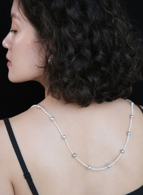 远家强光小珍珠灰珍珠长链Y-556