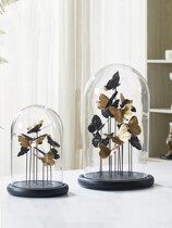 Simulation butterfly swing piece glass cover handicraft living room minimalist desktop design Soft fashion company Ornament Creative Gift