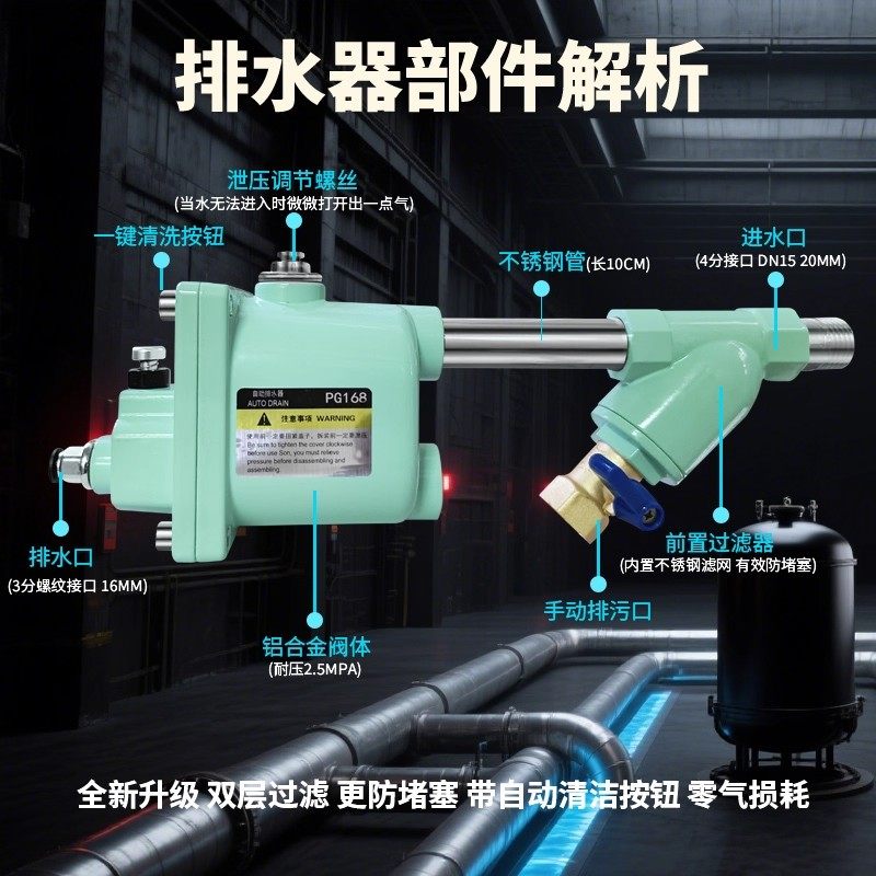 空压机储气罐自动排水器气泵压缩空气零气耗自动排水器浮球式放水,淘宝优惠券,粉丝福利购,淘宝优惠卷