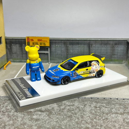 HKM合金1:64房车跑车模型 Pandem本田思域Civic火箭兔EG6 - 图2