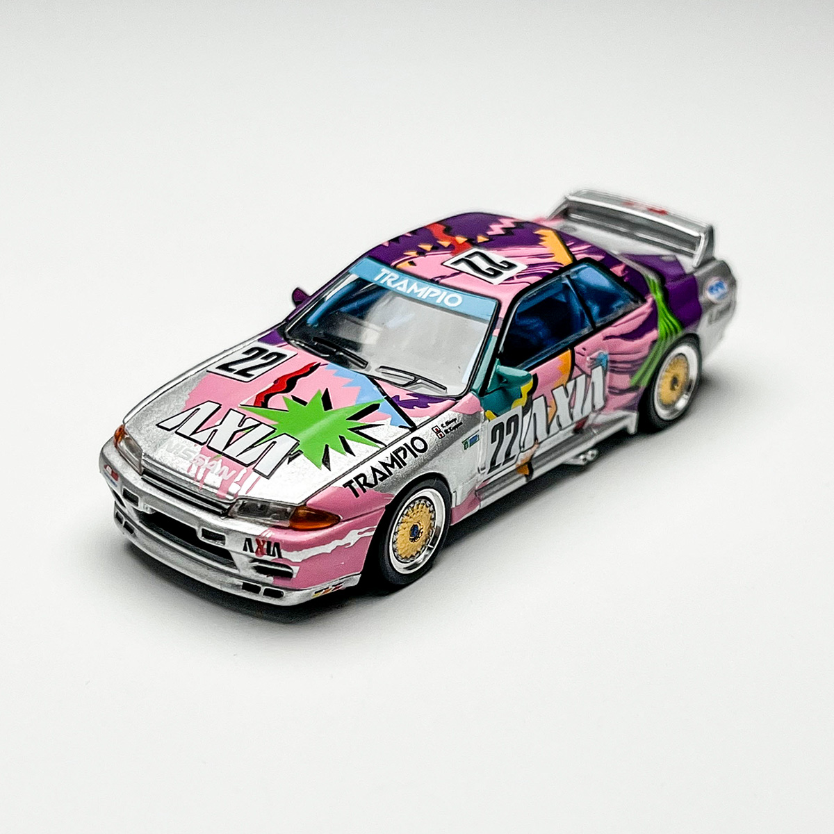 现货 POPRACE 1:64 尼桑 天际线 GT-R R32 锦标赛 合金汽车模型 - 图0