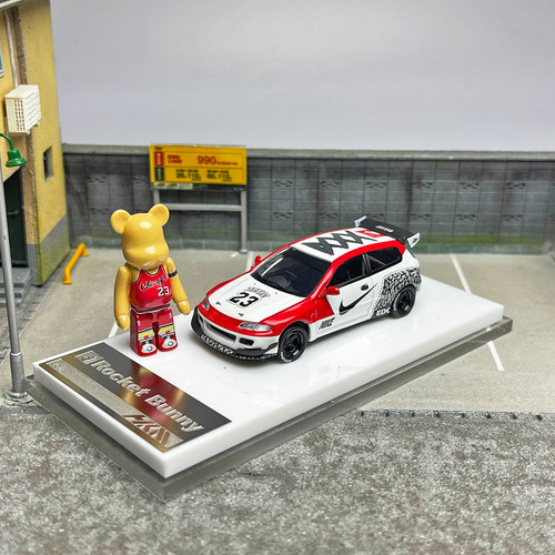 HKM合金1:64房车跑车模型 Pandem本田思域Civic火箭兔EG6 - 图0