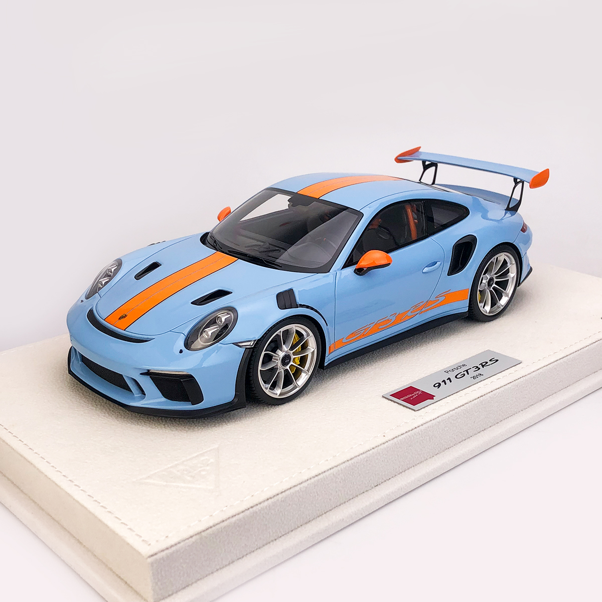 Make Up 1:18保时捷911GT3RS 911.2 2018 gulf限量树脂汽车模型-图1