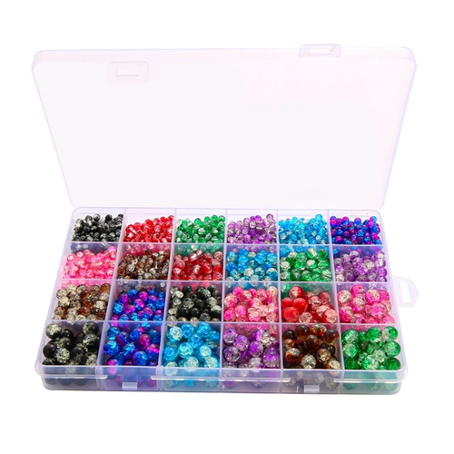 Стеклянный аксессуар с аксессуарами, бусы ручной работы, бусины, браслет, ожерелье, набор материалов, DIY, 24 ячеек