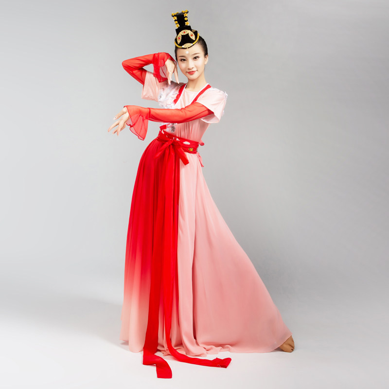 新款古典舞红艳凝香同款舞蹈演出服桃李杯汉服飘逸大摆艺考表演服
