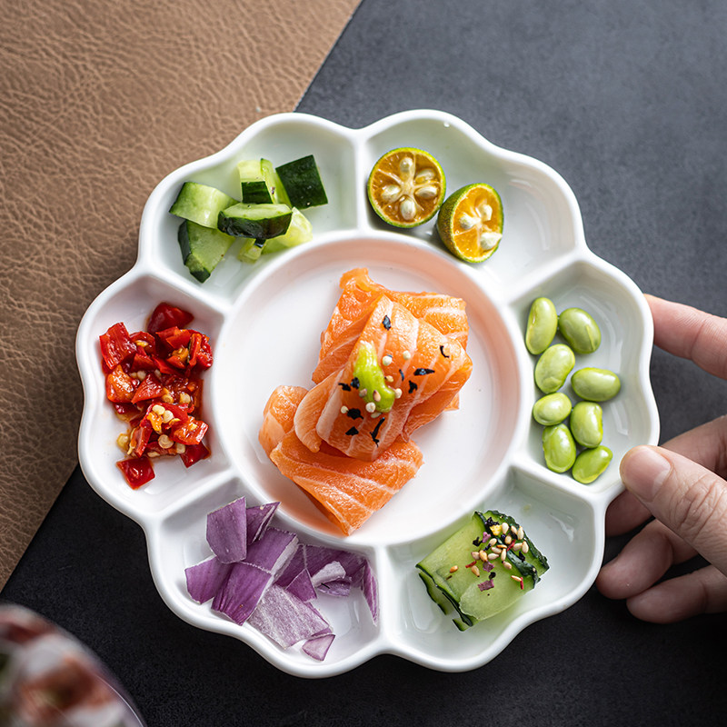 高级感西餐盘子圆形分格盘浅盘陶瓷甜品盘摆盘餐具多样配料组合盘,淘宝优惠券,粉丝福利购,淘宝优惠卷