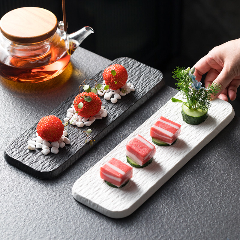 创意石纹长条盘平板盘寿司盘点心盘蛋糕盘西餐厅特色菜盘陶瓷盘子,淘宝优惠券,粉丝福利购,淘宝优惠卷