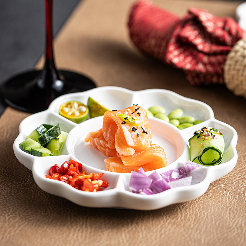 高级感西餐盘子圆形分格盘浅盘陶瓷甜品盘摆盘餐具多样配料组合盘,淘宝优惠券,粉丝福利购,淘宝优惠卷