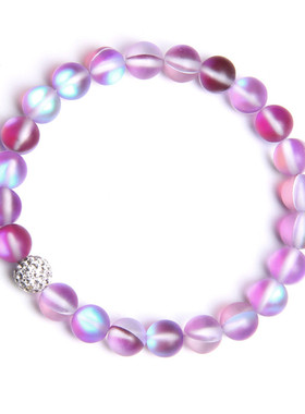 亚马逊手链跨境货源多色月光石水晶手链女香巴拉球宝石珠子串珠