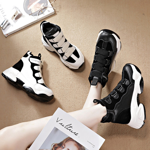 老爹鞋女春季2025新款厚底内增高女鞋8cm增高百搭休闲高帮运动鞋 - 图2