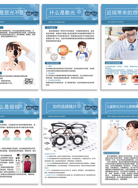 验光流程图医院眼科诊所配镜广告宣传海报贴纸眼镜店墙面装饰挂画
