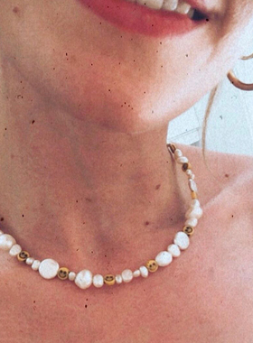 巴洛克黄色笑脸不规则INS风项链