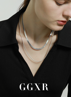 ggxr欧美925银饰扁蛇骨链高级