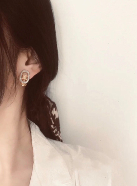 ggxr法式气质镶钻耳夹女小骨头