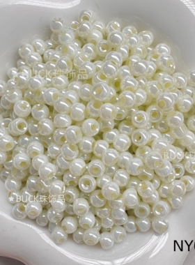 4mm奶油实色米珠散珠小珠子辅料珠手作玻璃珠串珠材料圆珠diy饰品