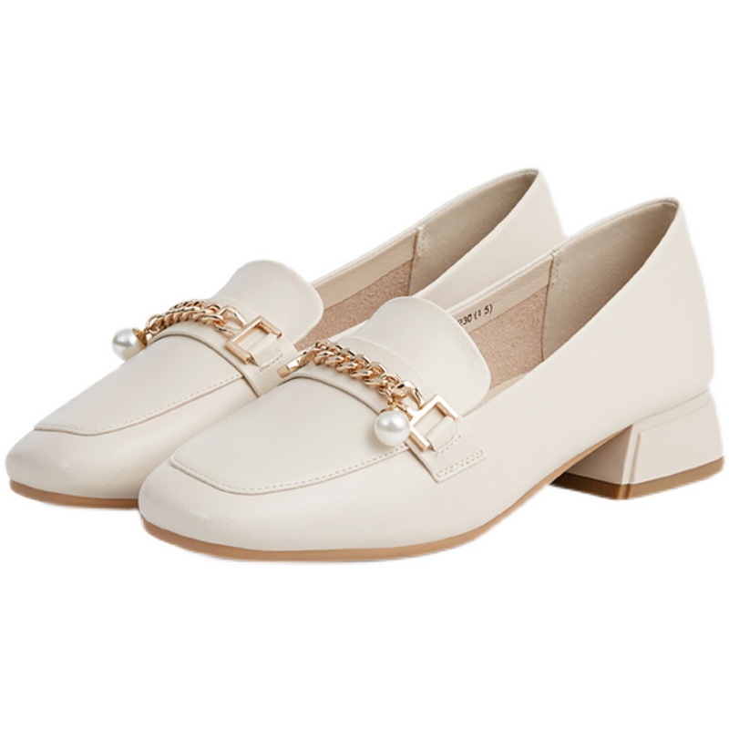 卓诗尼春秋季新款女鞋子女单鞋方头套脚百搭时装休闲深口乐福鞋潮 - 图3