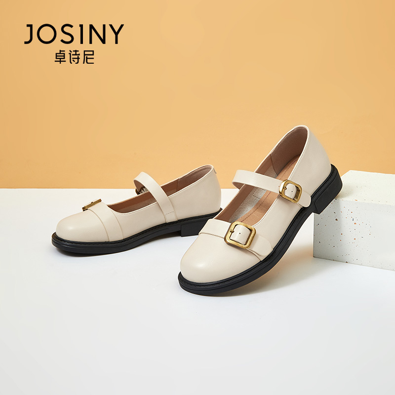 卓诗尼春秋款女单鞋撤柜正品圆头粗跟一字带玛丽珍鞋百搭日常舒适 - 图3