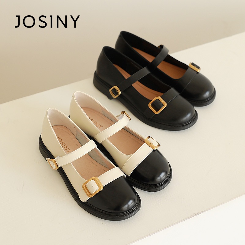 卓诗尼春秋款女单鞋撤柜正品圆头粗跟一字带玛丽珍鞋百搭日常舒适 - 图2