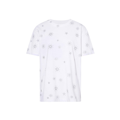 TCH2025冬上新时尚潮牌烫钻白色休闲宽松百搭短袖T恤T75D10E1008 - 图3