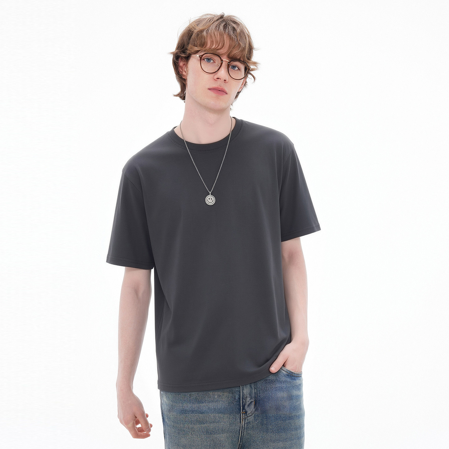 gxgjeans男装多色基础打底圆领纯色