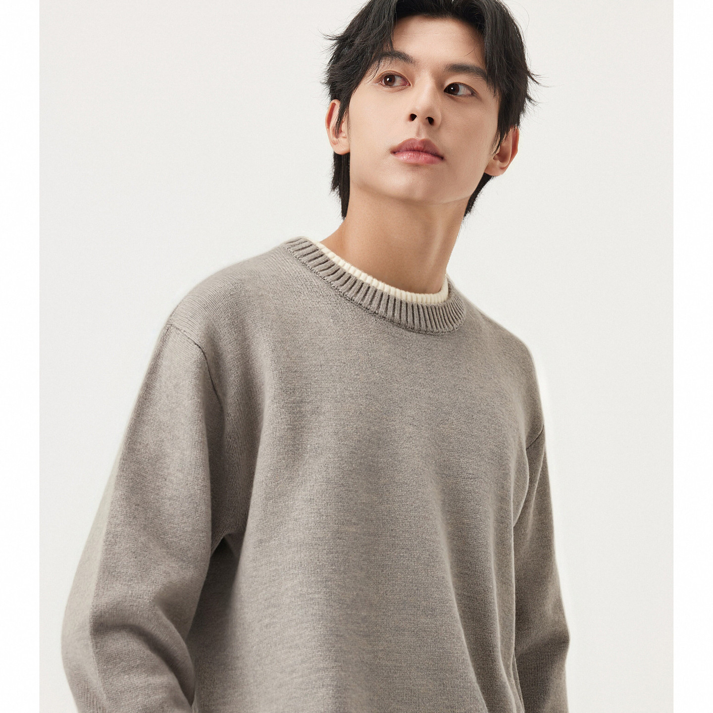 gxg.jeans男装 假两件休闲时尚打底圆领毛衣针织衫 25年冬新品,淘宝优惠券,粉丝福利购,淘宝优惠卷