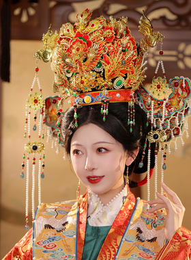 新款凤冠头饰新娘明制汉服婚服发冠中式婚礼结婚发饰品重手工大气