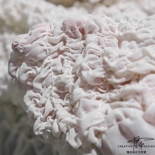 雪纺立体肌理压褶皱设计师面料 diy手工高档时装裙子婚纱服装布料 - 图1