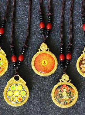 金属水晶五台山五爷文殊吊坠保平安吉祥如意挂件毛衣链项链唐卡
