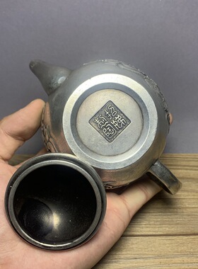 古玩老物件老铜荷花莲花铜茶壶精工莲花铜壶水酒壶古董收藏小摆件