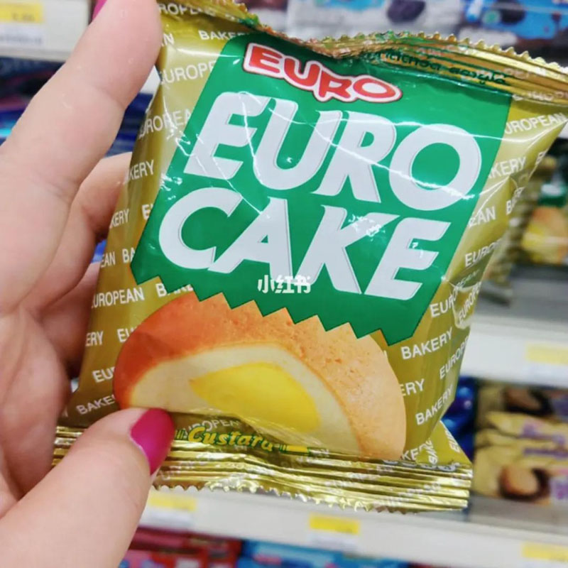 泰国原装EURO欧乐牌欧式草莓奶油夹心蛋黄派奶油泡芙蛋糕休闲零食 - 图1