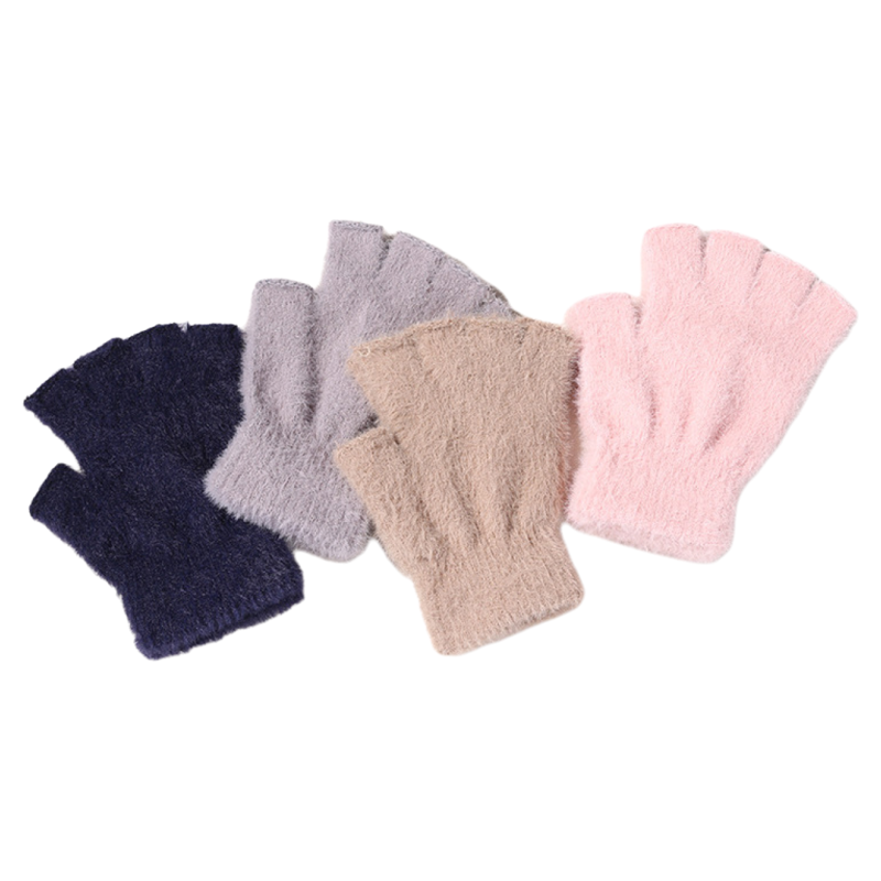 韩版男女秋冬季保暖毛绒半指手套学生写字办公防寒露手指头仿貂绒,淘宝优惠券,粉丝福利购,淘宝优惠卷