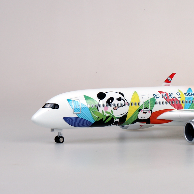 A350四川航空仿真飞机模型熊猫号客机航模办公室摆件男孩礼品玩具-图0