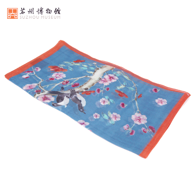 苏州博物馆居仁堂喜上眉梢秋冬丝巾 苏州博物馆围巾/丝巾/披肩