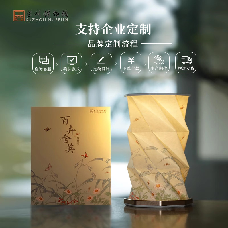 苏州博物馆 百卉含英旋转灯创意卧室伴睡小夜灯情人节礼物送女友