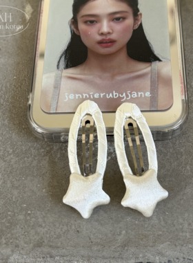 缎面星星纽扣甜美布艺边夹发饰女