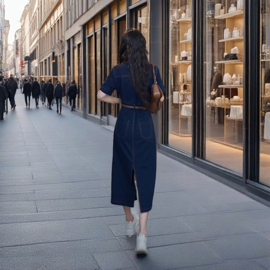 Stylisches Jeanskleid im Commuter-Stil